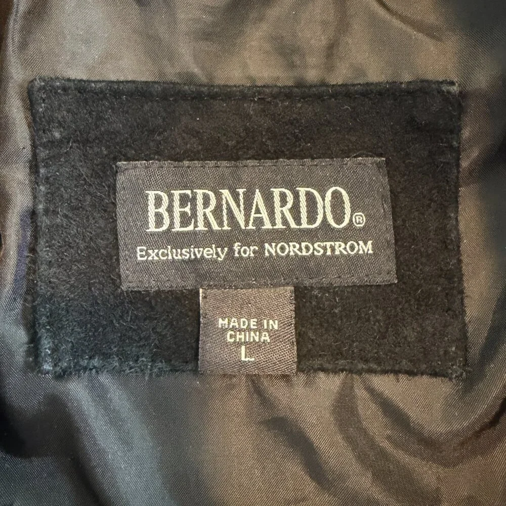 Vintage 90s BERNARDO Suede Leather Car Coat Jacket Black Large